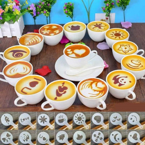 Set 16 sabloane pentru decor cafea capuccino sau ciocolata calda