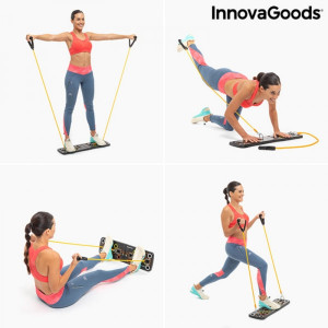 Aparat fitness placa pentru flotari cu benzi elastice de rezistenta si ghid exercitii