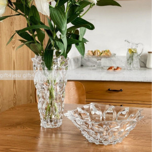 Cadou De Lux Cristal Bohemia - Set Vaza si platou pentru fructe colectia Zefir amethist