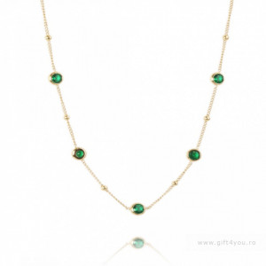 Colier placat cu aur de 14K - model lantisor fin cu piatra verde x 5