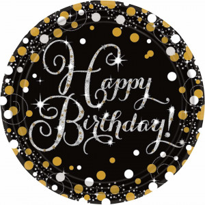 Felicitare aniversara Lux Happy Birthday - Black and White Stripes