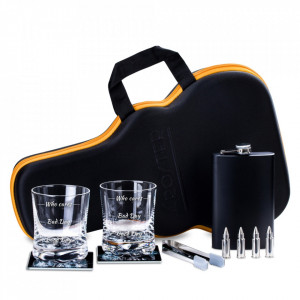 Guitar Whisky Set Who Cares - Set de whisky in carcasa Elegance cu forma de chitara