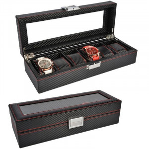 Cutie de ceas de Lux caseta pentru depozitare si organizare 6 ceasuri barbati BlackSpectrum