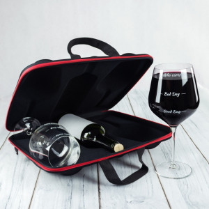 Cutie de vin Elegance cu 2 pahare gigant Who Cares