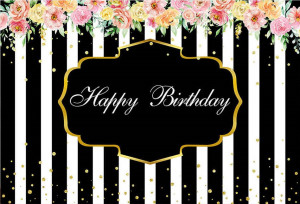Felicitare aniversara Lux Happy Birthday - Black and White Stripes