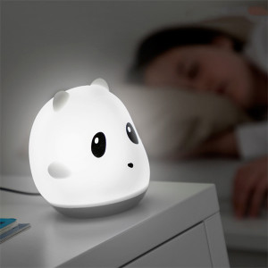 Lampa de veghe Panda flexibila din silicon cu Led multicolor