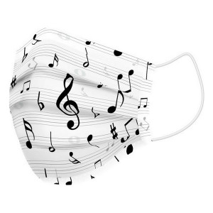 Masca igienica reutilizabila din panza Note Muzicale ♪♫