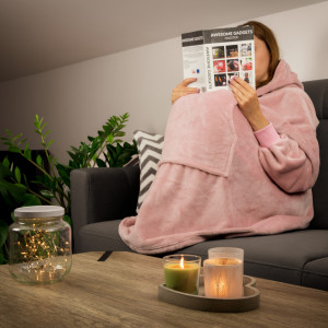 Patura cu maneci unisex tip hanorac - Hoodie Blanket - gri, roz, bleumarin