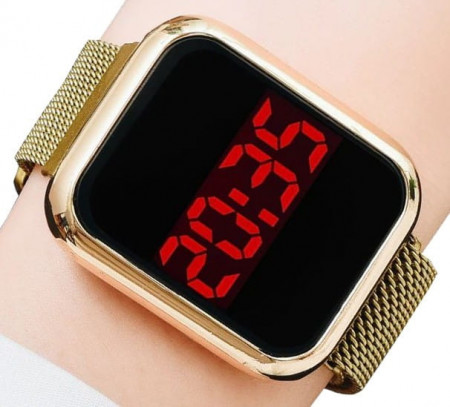 Ceas Dama Fashion Touch Screen Digital, Curea Magnetica, Auriu, LD091-V2