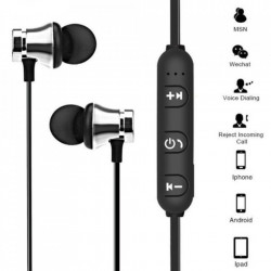 Casti Bluetooth In-Ear Wireless cu magnet pentru telefon mobil sau tableta, microfon si acumulator 5V, incarcare la USB 5V, model sport Envisage RVT-XT11, negru