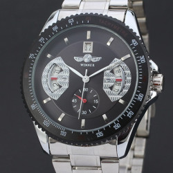 Ceas Barbatesc Automatic Winner D164-NEGRU/ARGINTIU