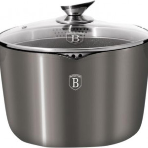 Oala paste cu capac sticla Carbon Metalic BerlingerHaus 24cm