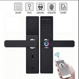 Yală-18cm Încuietoare inteligentă Dittom, Control și monitorizare prin aplicație TTLOCK,, Cititor amprentă, Panou Touch iluminat, Alarmă , Sonerie, NFC, Card magnetic, Parolă