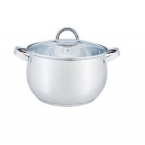 Oala inox cu capac sticla Grunberg 6.5 l