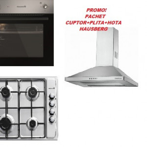 Pachet promotional Cuptor + Plita + Hota Hausberg HB-8043, HB-555, HB-1260