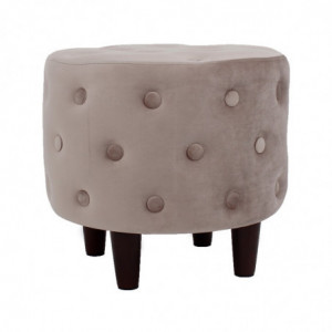 Taburet Rotund, Tapitat cu Catifea, Picioare din Lemn, O 45x40 Cm, Grunberg Tb98 (crem)