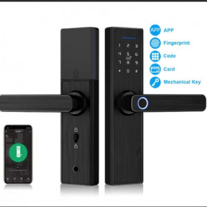 Yală-18cm Încuietoare inteligentă Dittom, Control și monitorizare prin aplicație TTLOCK,, Cititor amprentă, Panou Touch iluminat, Alarmă , Sonerie, NFC, Card magnetic, Parolă