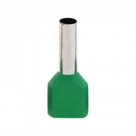 Set 100 bucati pini terminali dubli izolati, E-LOCKS, tip TE6014, ferule 2 x 6,00 mm2, verzi