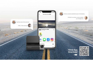 Pachet camera auto DVR Xiaomi 70MAI A500S-1 Dash Cam Pro Plus cu camera spate RC06, 2.7K 1944p, IPS 2.0", 140 FOV, ADAS, GPS, Night Vision, Monitorizare parcare