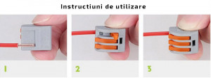 Set 10 bucati Conectori pentru conductori electrici, E-LOCKS, tip WAGO, 3 pini, plastic
