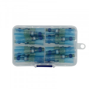 Set 20 morsete termocontractibile, cu spirala de cupru si lipire cu cositor, E-LOCKS, albastre, diametru 7,0 mm