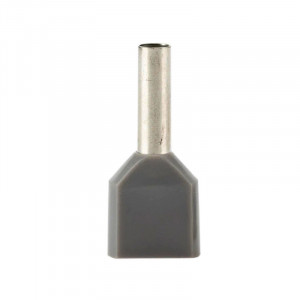 Set 100 bucati pini terminali dubli izolati, E-LOCKS, tip TE2512, ferule 2 x 2,50 mm2, gri