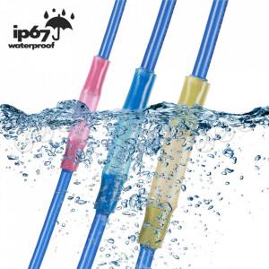 Set 50 bucati Conectori termocontractibili rosii HSC-1 0,50 - 1,50 mmp, E-LOCKS, cu sertizare si etansare IP67 pentru conductori electrici