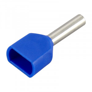 Set 100 bucati pini terminali dubli izolati, E-LOCKS, tip TE7510, ferule 2 x 0,75 mm2, albastri