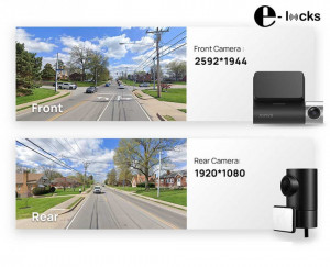 Pachet camera auto DVR Xiaomi 70MAI A500S-1 Dash Cam Pro Plus cu camera spate RC06, 2.7K 1944p, IPS 2.0", 140 FOV, ADAS, GPS, Night Vision, Monitorizare parcare