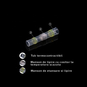 Set 10 bucati Conectori termocontractibili, E-LOCKS, cu lipire si etansare pentru conductori electrici, model ST4Y