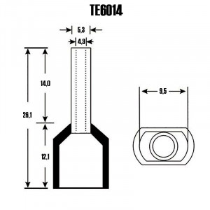 Set 100 bucati pini terminali dubli izolati, E-LOCKS, tip TE6014, ferule 2 x 6,00 mm2, verzi