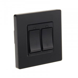 Intrerupator dublu Smart Home WiFi Tuya, cu actionare mecanica, negru, model SSD86-02AJAI-Black