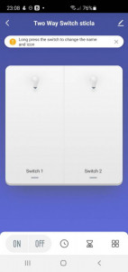 Intrerupator dublu Smart Home WiFi Tuya, panou touch din sticla securizata neagra, model SSDE80-02CMB