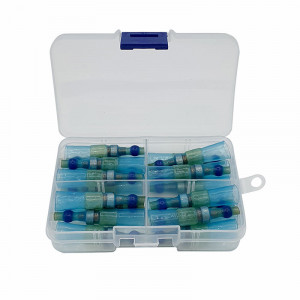 Set 20 morsete termocontractibile, cu spirala de cupru si lipire cu cositor, E-LOCKS, albastre, diametru 7,0 mm