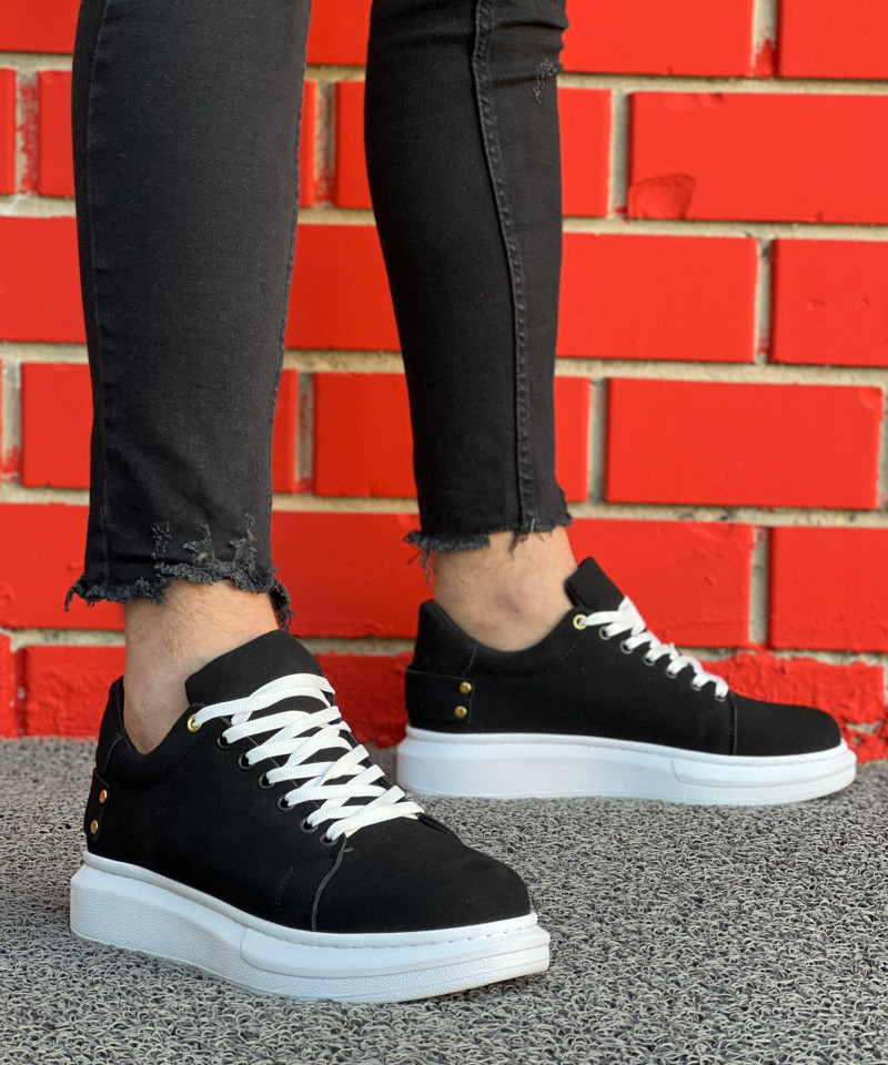 Adidasi KB047 NEGRU-ALB CATIFEA