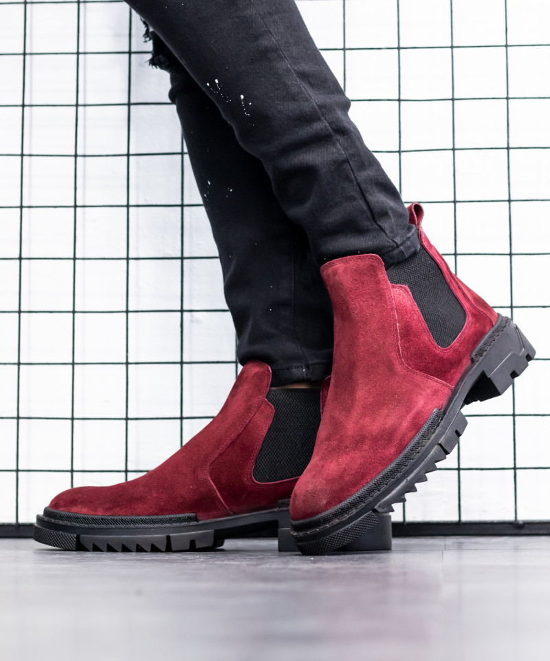 Ghete CHELSEA PIELE NATURALA BURGUNDY CU IMPERFECTIUNI