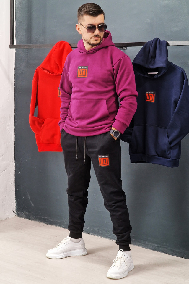 Trening Exclusive Maze Bumbac Flausat BORDO NEGRU