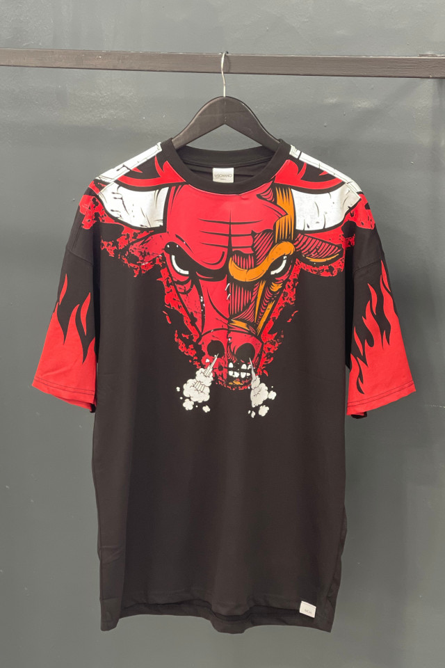 Tricou Oversized Negru - CHICAGO RAGING BULL