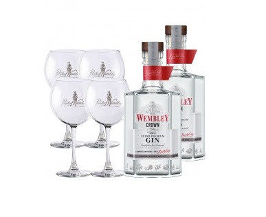 2 Sticle Wembley Gin Crown+ 4 Pahare 40° 0.7L