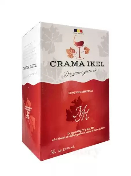 Ikel Vin Rosu Demidulce Bag in Box Merlot & Malbec 3L
