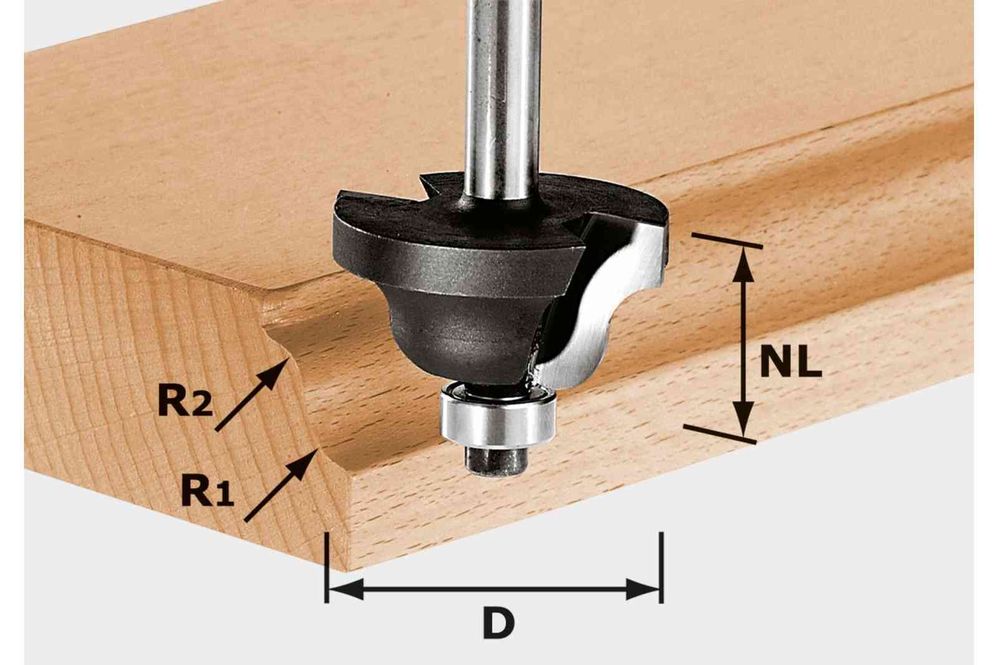 Festool Freză de profilat (rază dublă) HW S8 D38,1/R6,35/R6,35