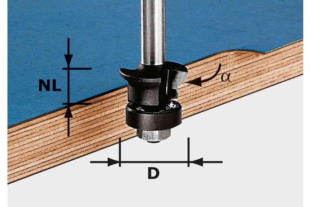 Festool Freză pentru faţetare şi frezare coplanară HW S8 D24/0° +45°