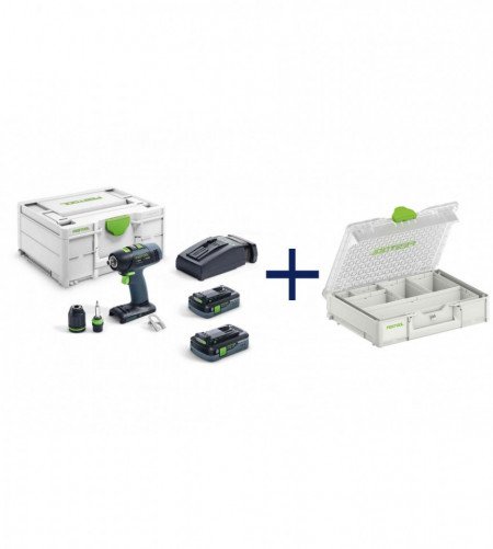 MASINA DE GAURIT SI INSURUBAT FESTOOL T 18+3 HPC 4.0 I-PLUS CU 2 ACUMULATORI, INCARCATOR ORGANIZER EDITION (577428)