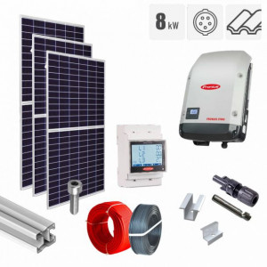 Kit fotovoltaic 8.2 kW, panouri Longi, invertor trifazat Fronius, tigla ceramica ondulata