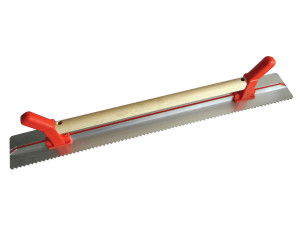 Rigle de tencuire cu o latura dintata şi maner de lemn + PVC 1000×100