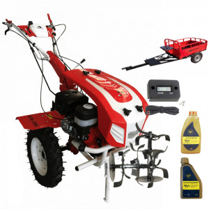 Bisonte BTA-13SG Motocultor motor 13cp 2+1 viteze, roti 5.00-12", far, priza de putere + accesorii (Pachet 3)