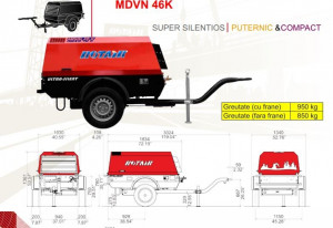 Motocompresor 4500l/min 7 bar Kubota + kit tractare omologat