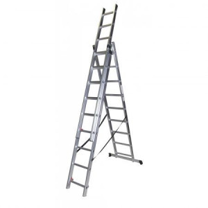 Bisonte Scara tripla 9 trepte, 2.53 m aluminiu STR309 (BT1006305)