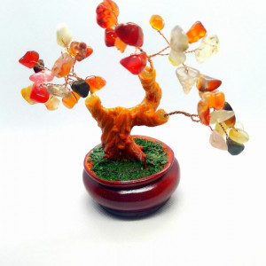Copacei Feng Shui cu agate in ghiveci, 38 cristale , 13 cm