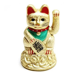 Pisica norocoasa Maneki Neko aurie 11cm